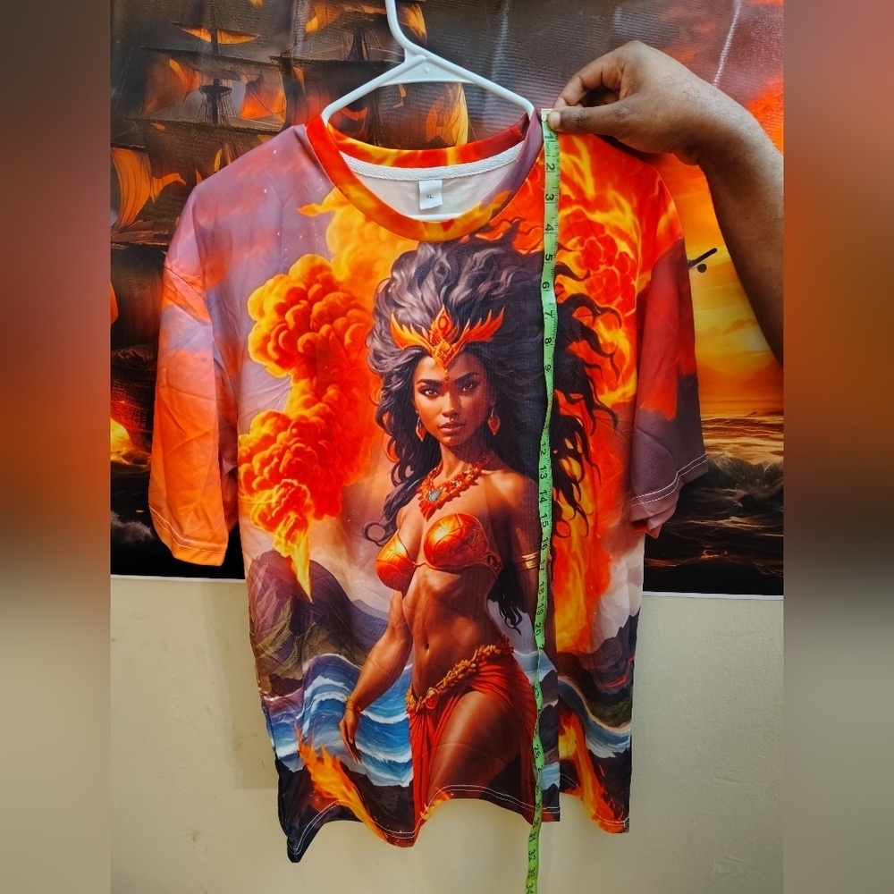 Vibrant Hawaiian Goddess Pele Mens Crew neck Print T-shirt - Picture 6 of 9
